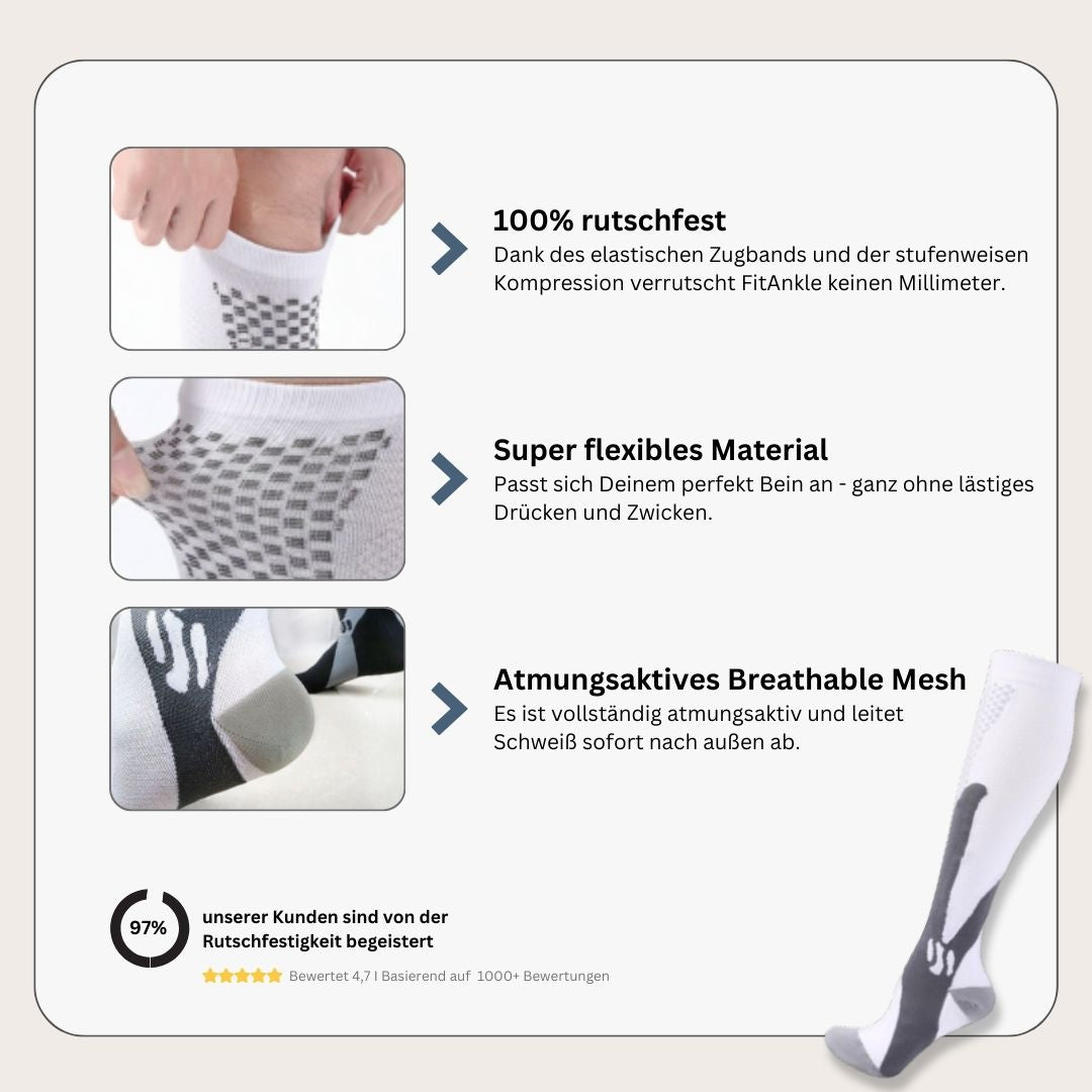 FitAnkle - Bewährte 3-Stufen-Kompression gegen müde Beine